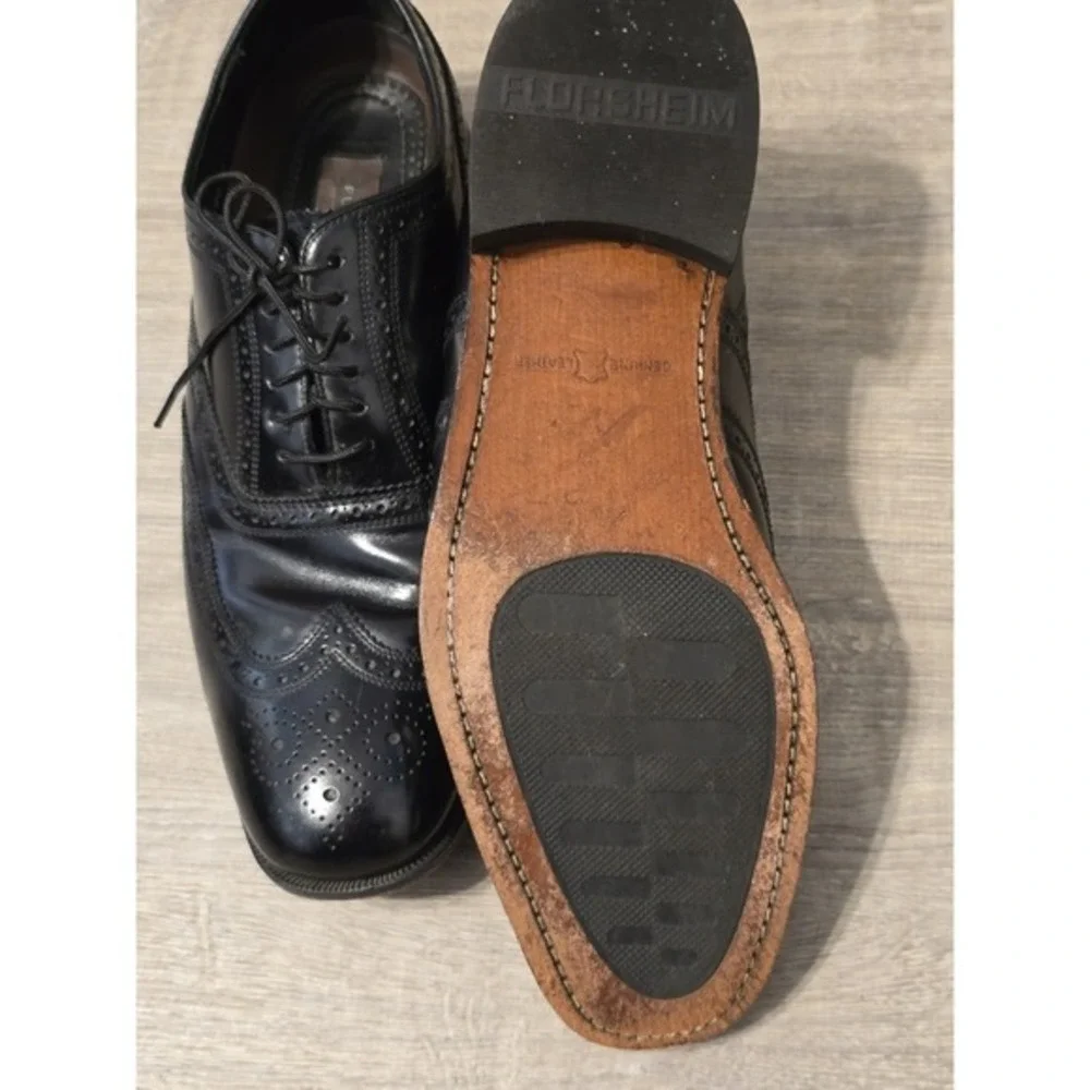 Florsheim Men's Black Oxfords Wingtip Dress Shoes Size 10.5D‎